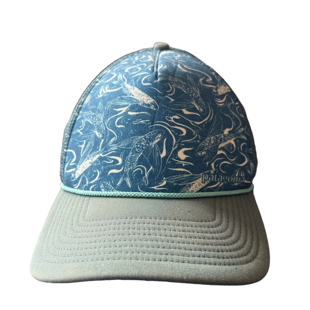 Patagonia Fish Trout Trucker Ball Cap Hat Snapback Mesh Back Teal